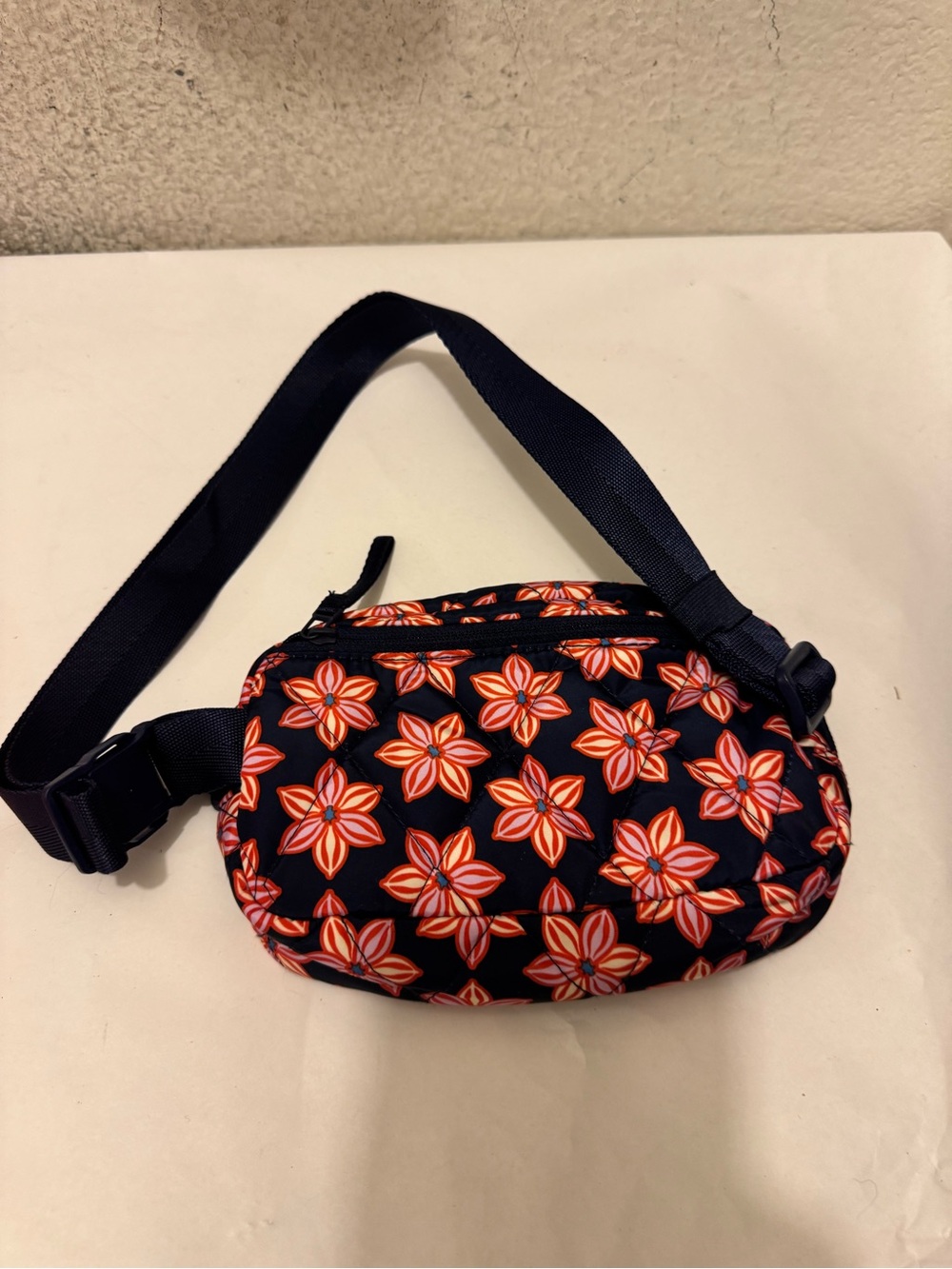 Vera Bradley Navy Mini waist bag with Orange Floral Print